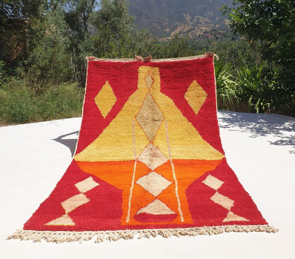 Lamia, Red, Orange, and Yellow Moroccan Rug