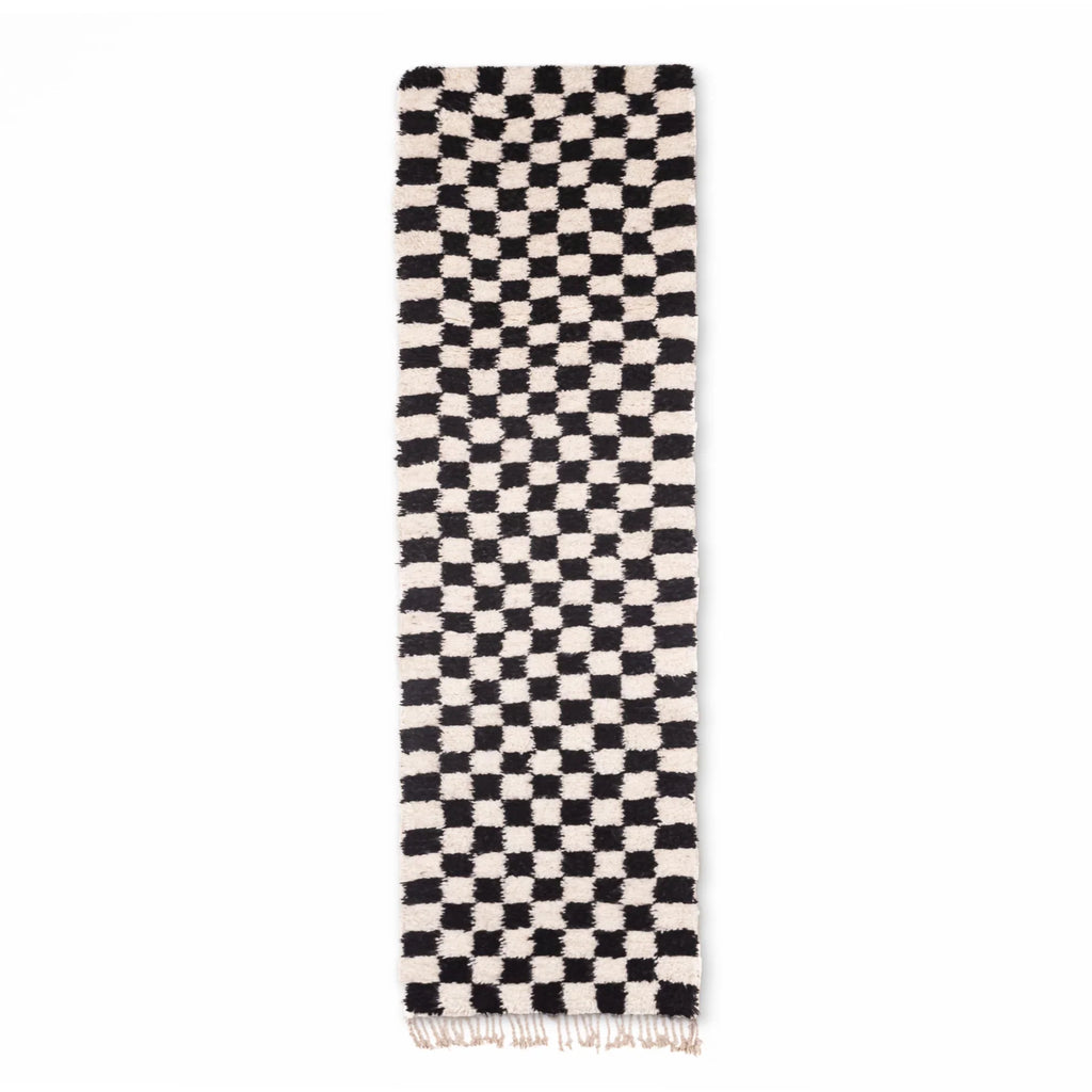 Checkred moroccan runner rug