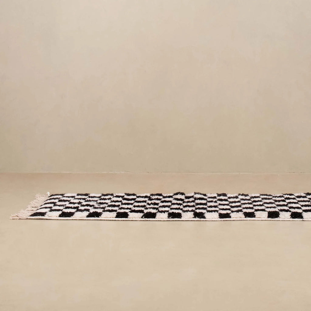 Checkred moroccan runner rug