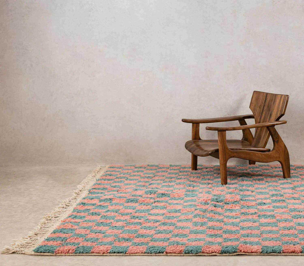 Moroccan checkered rug, handmade berber rug