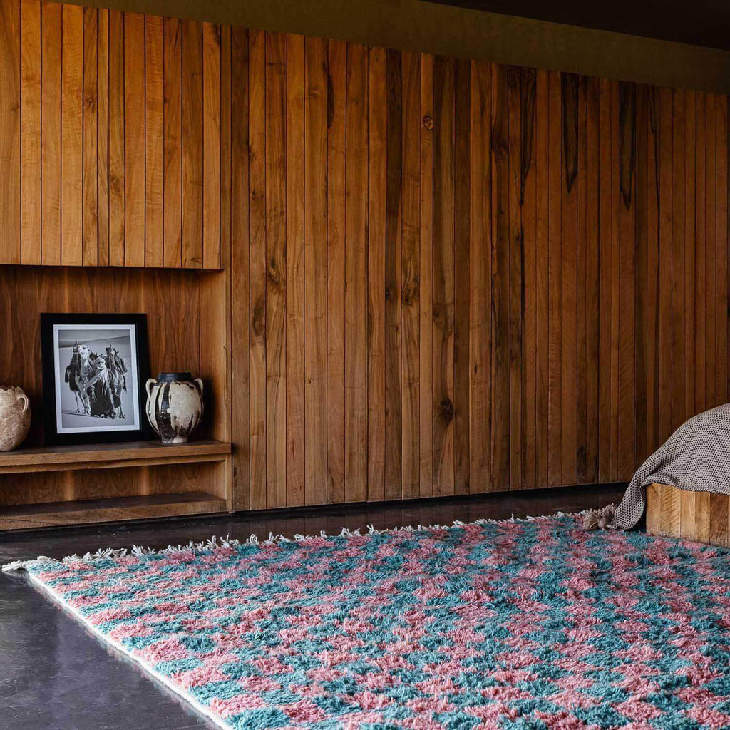 Moroccan checkered rug, handmade berber rug