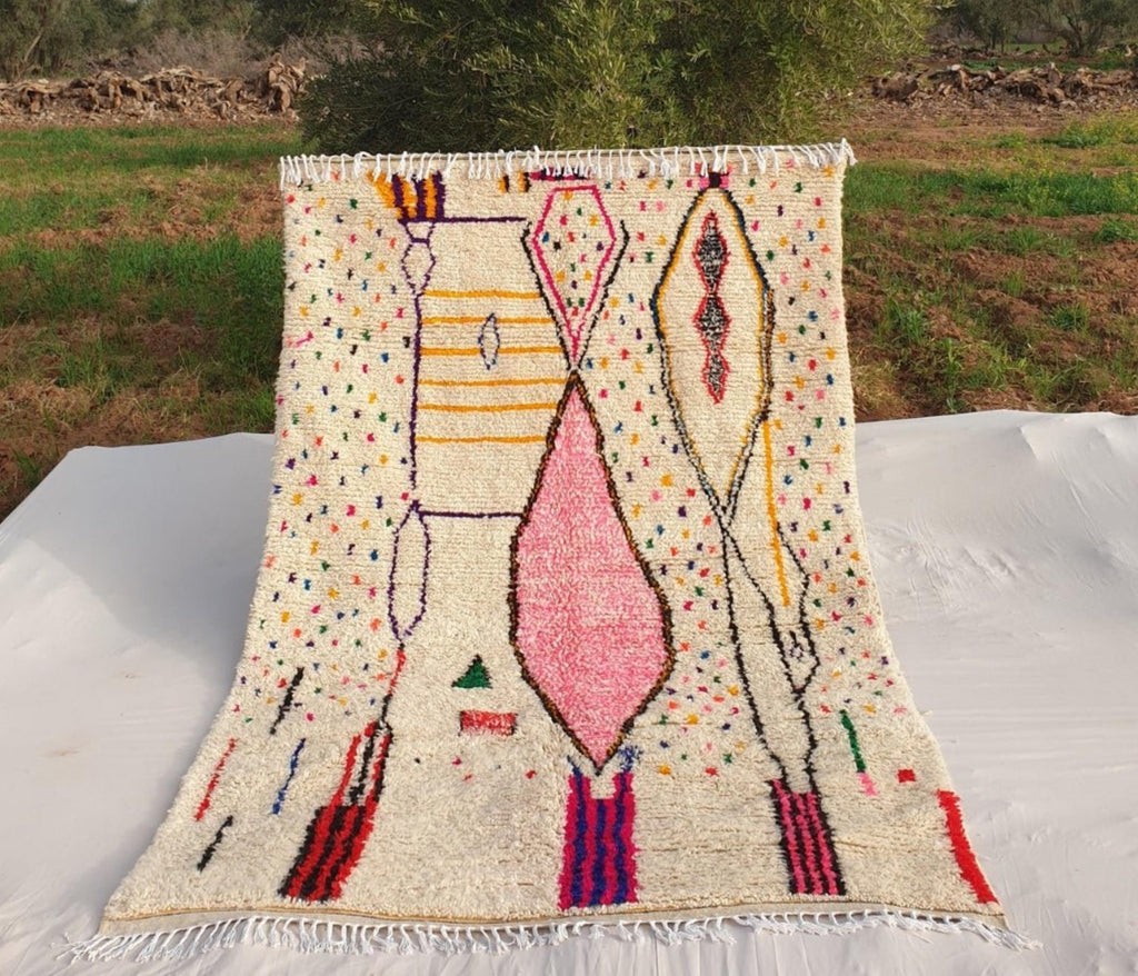 Handmade Beni Ourain Rug: Moroccan Wool Shag Carpet