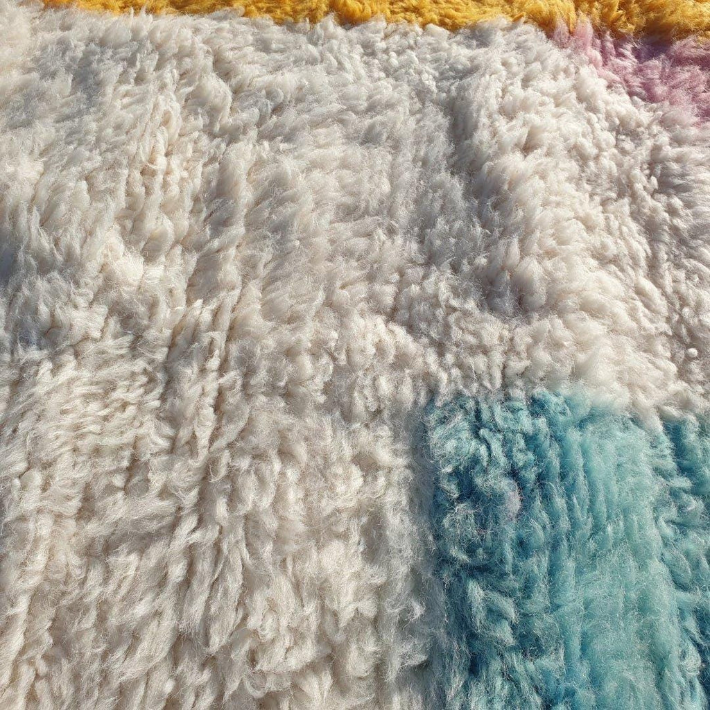 Handmade Beni Ourain Rug: Moroccan Shag Wool Carpet