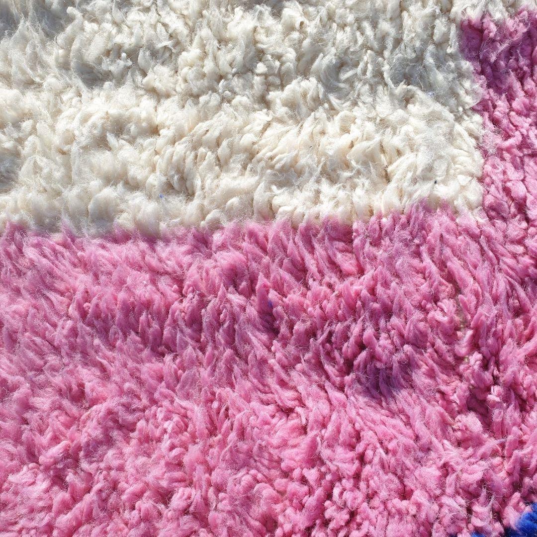 Handmade Moroccan Beni Ourain Rug: Black Geometric Wool Carpet