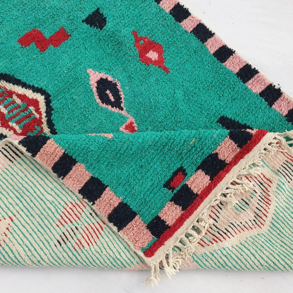Handwoven Moroccan Shag Rug: Green Berber Carpet