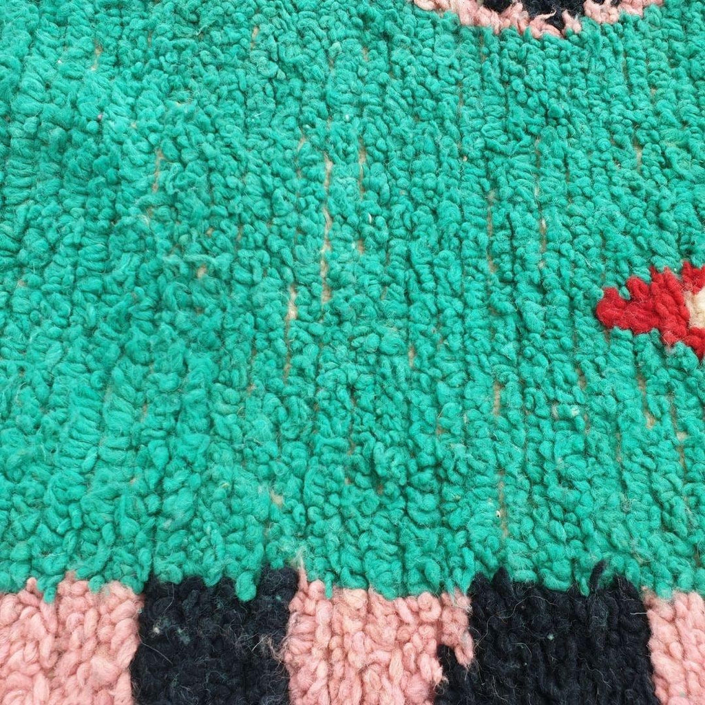 Handwoven Moroccan Shag Rug: Green Berber Carpet