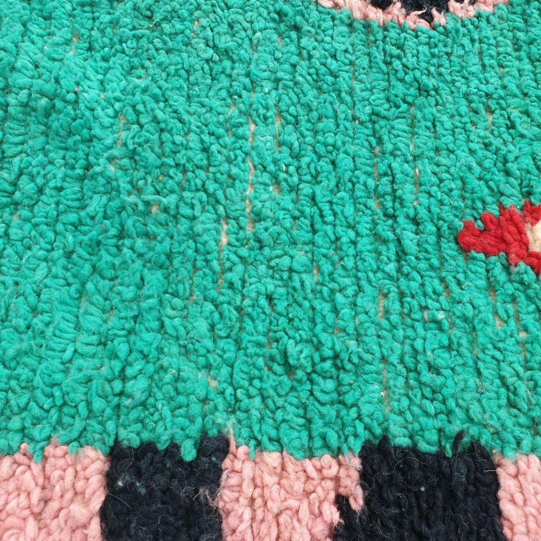 Handwoven Moroccan Shag Rug: Green Berber Carpet