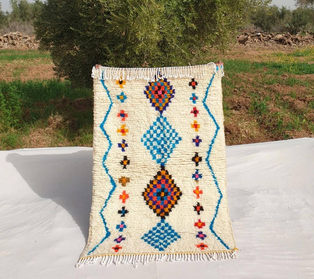 Handmade Moroccan Beni Ourain Rug: Shag Wool Berber Carpet