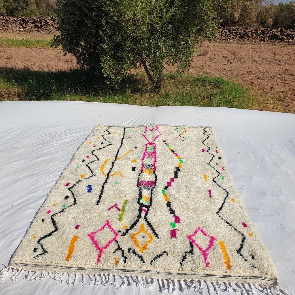 Colorful Wool Moroccan Rug: Handmade Beni Ourain Berber Rug