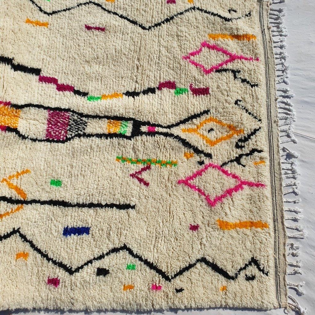 Colorful Wool Moroccan Rug: Handmade Beni Ourain Berber Rug