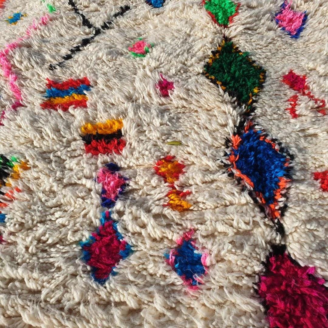 Handmade Wool Berber Rug: Moroccan Shag Carpet, Beni Ourain Style