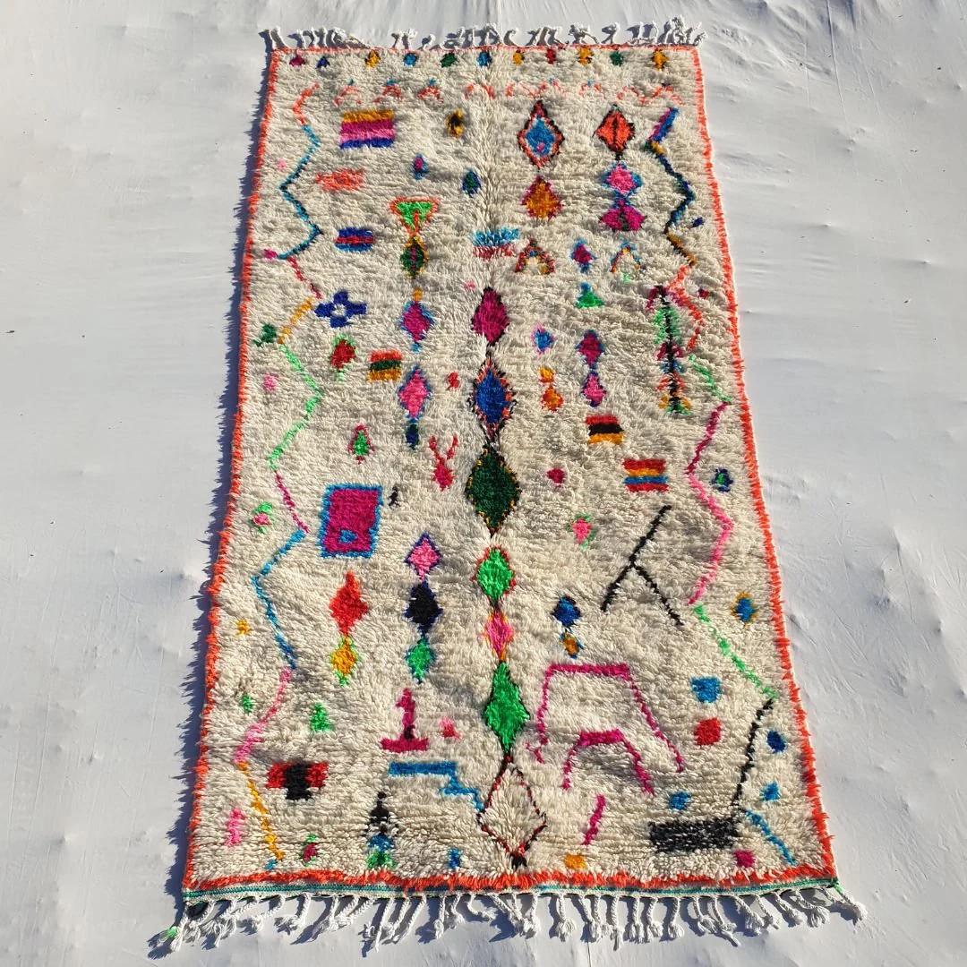 Handmade Wool Berber Rug: Moroccan Shag Carpet, Beni Ourain Style