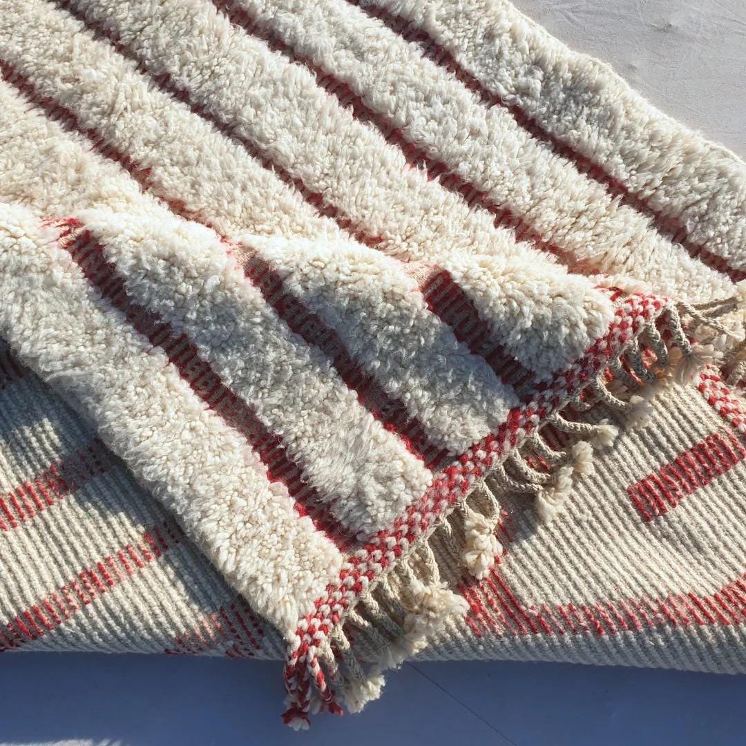Handmade Beni Ourain Rug: Moroccan Wool Berber Carpet