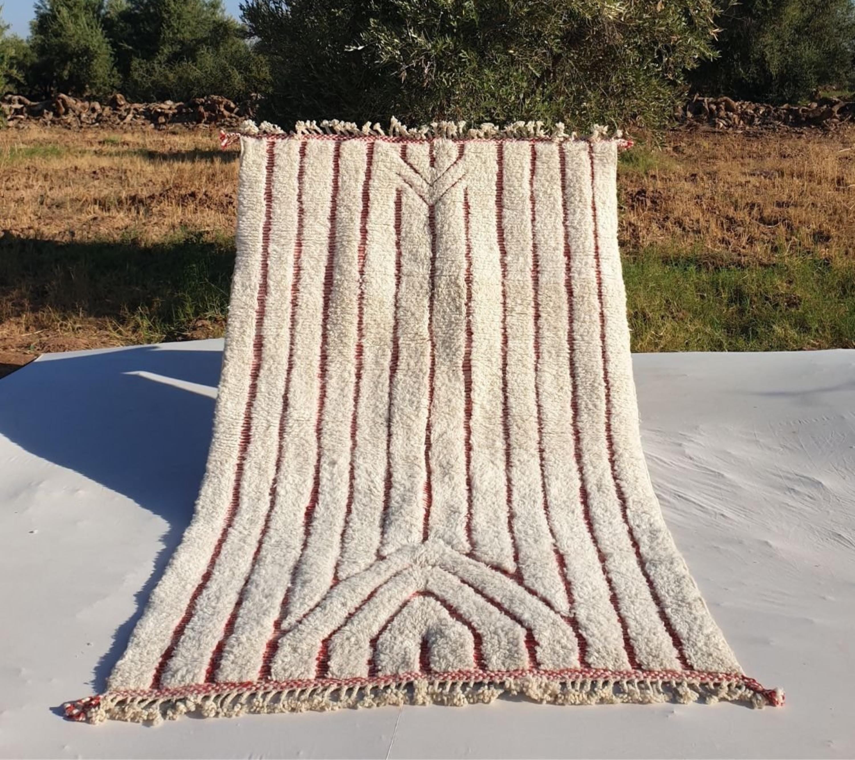 Handmade Beni Ourain Rug: Moroccan Wool Berber Carpet
