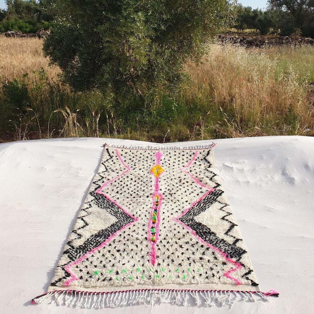 Handmade Beni Ourain Rug: Genuine Lamb Wool Moroccan Berber Carpet