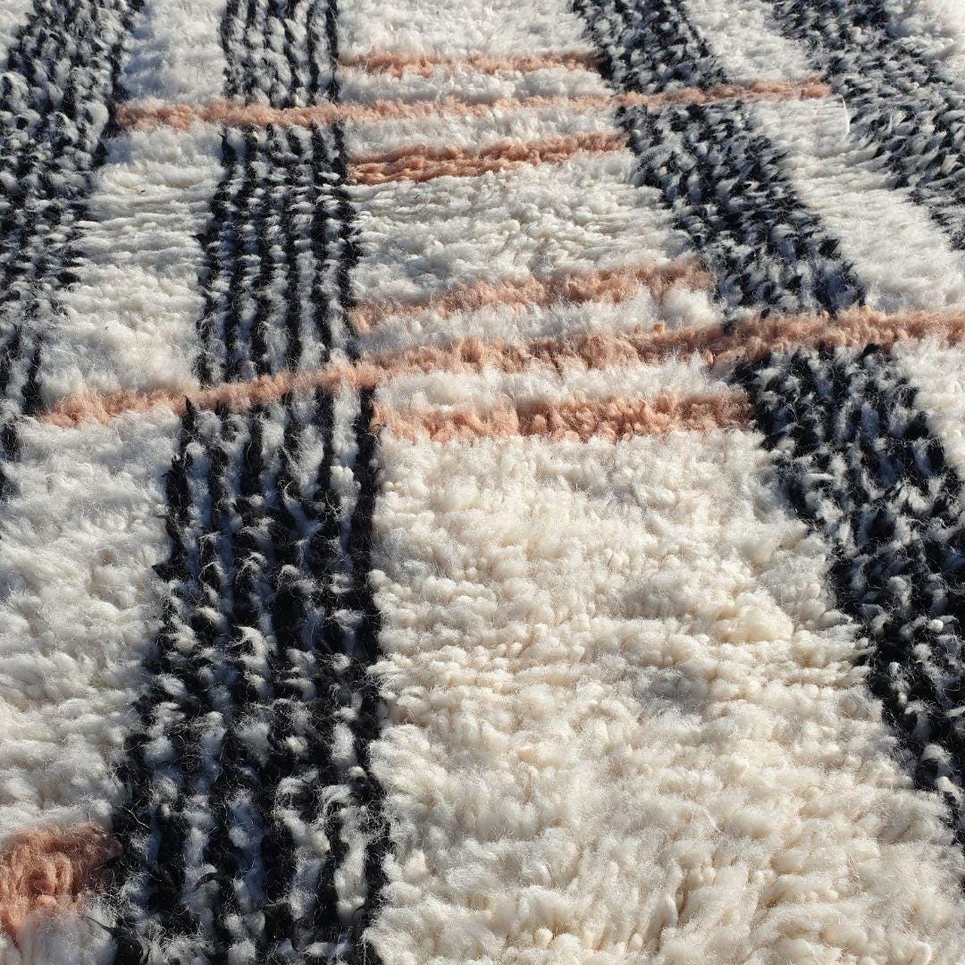 Handmade Beni Ourain Wool Rug: Neutral Berber Tribal Design