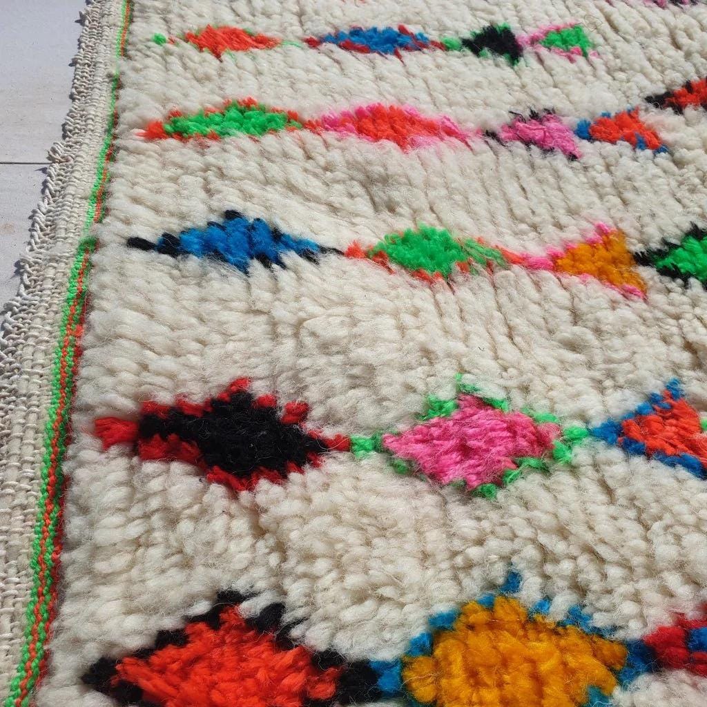 Colorful Moroccan Wool Rug: Handmade Berber Tribal Decor
