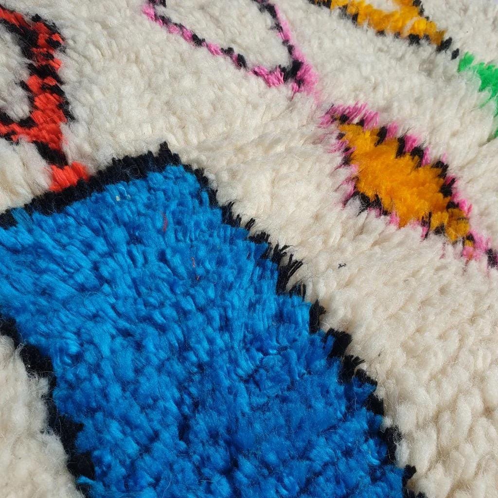 Colorful Moroccan Wool Rug: Handmade Berber Tribal Decor