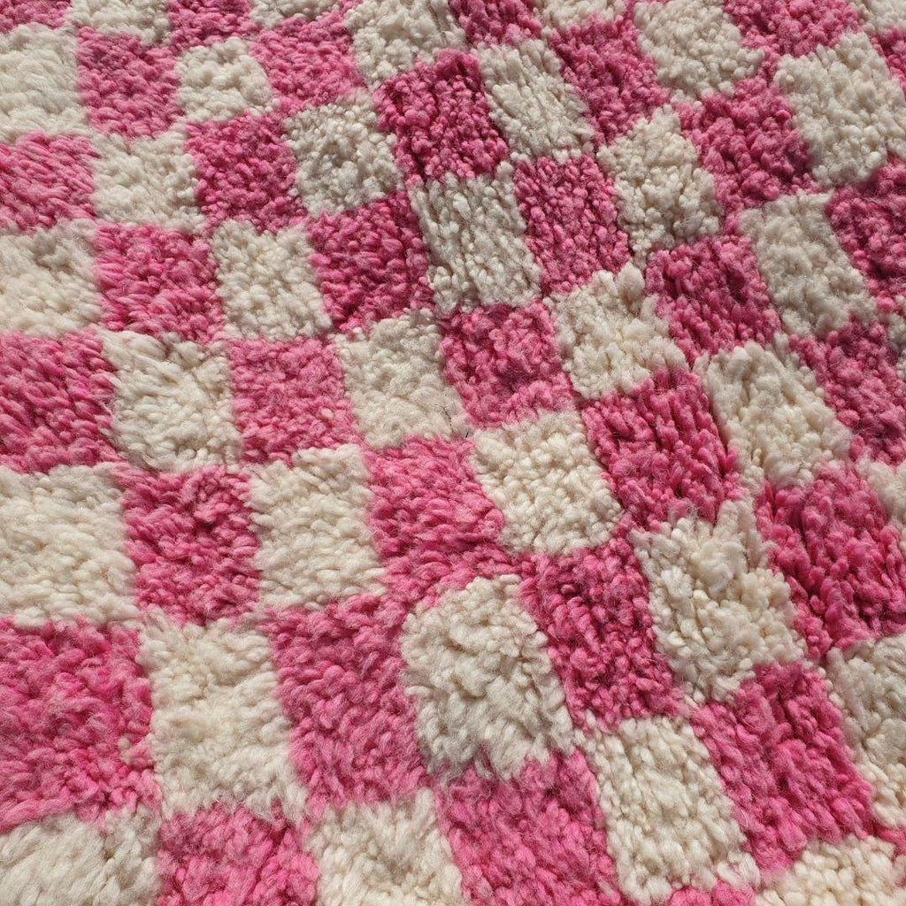 Naima Pink Checkered Moroccan Rug