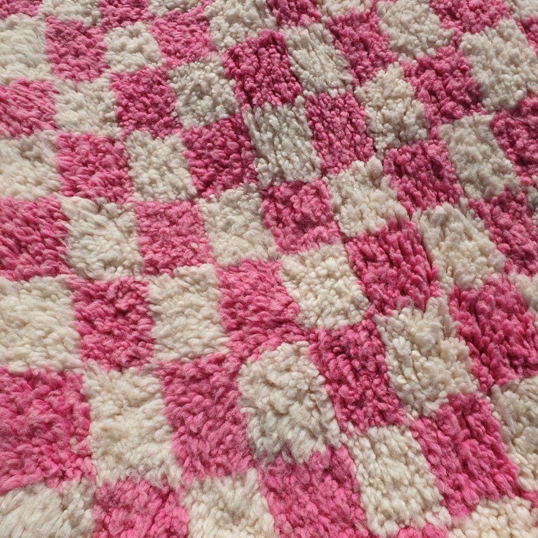 Naima Pink Checkered Moroccan Rug