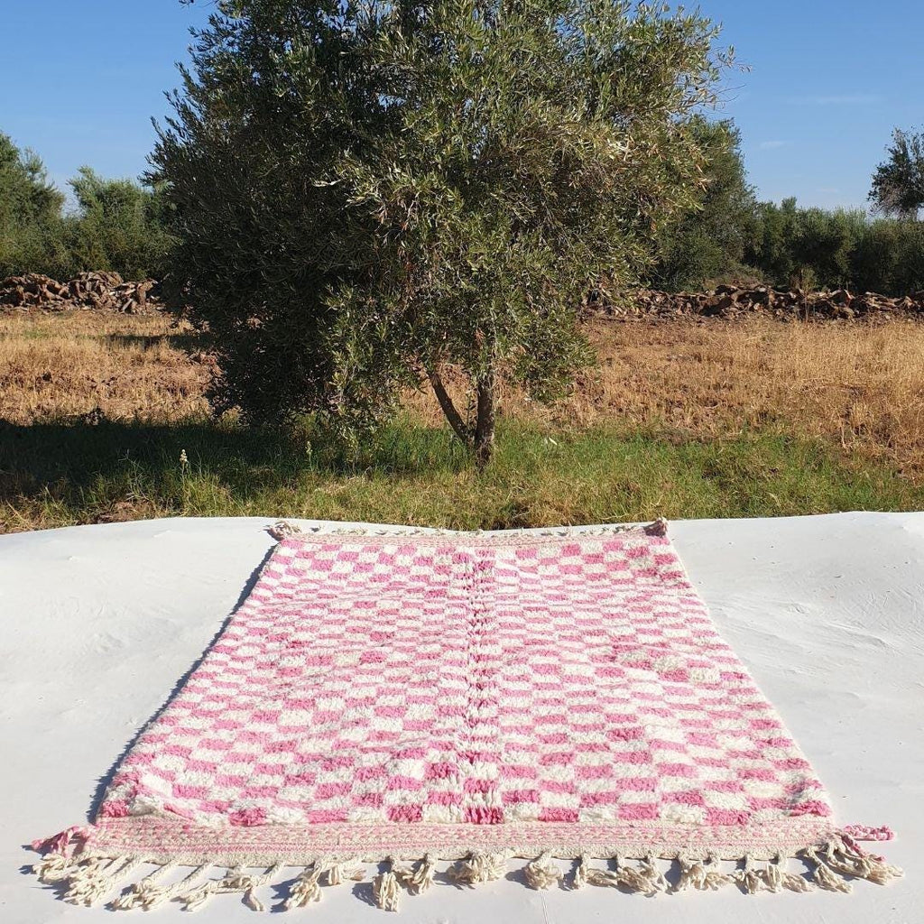 Naima Pink Checkered Moroccan Rug