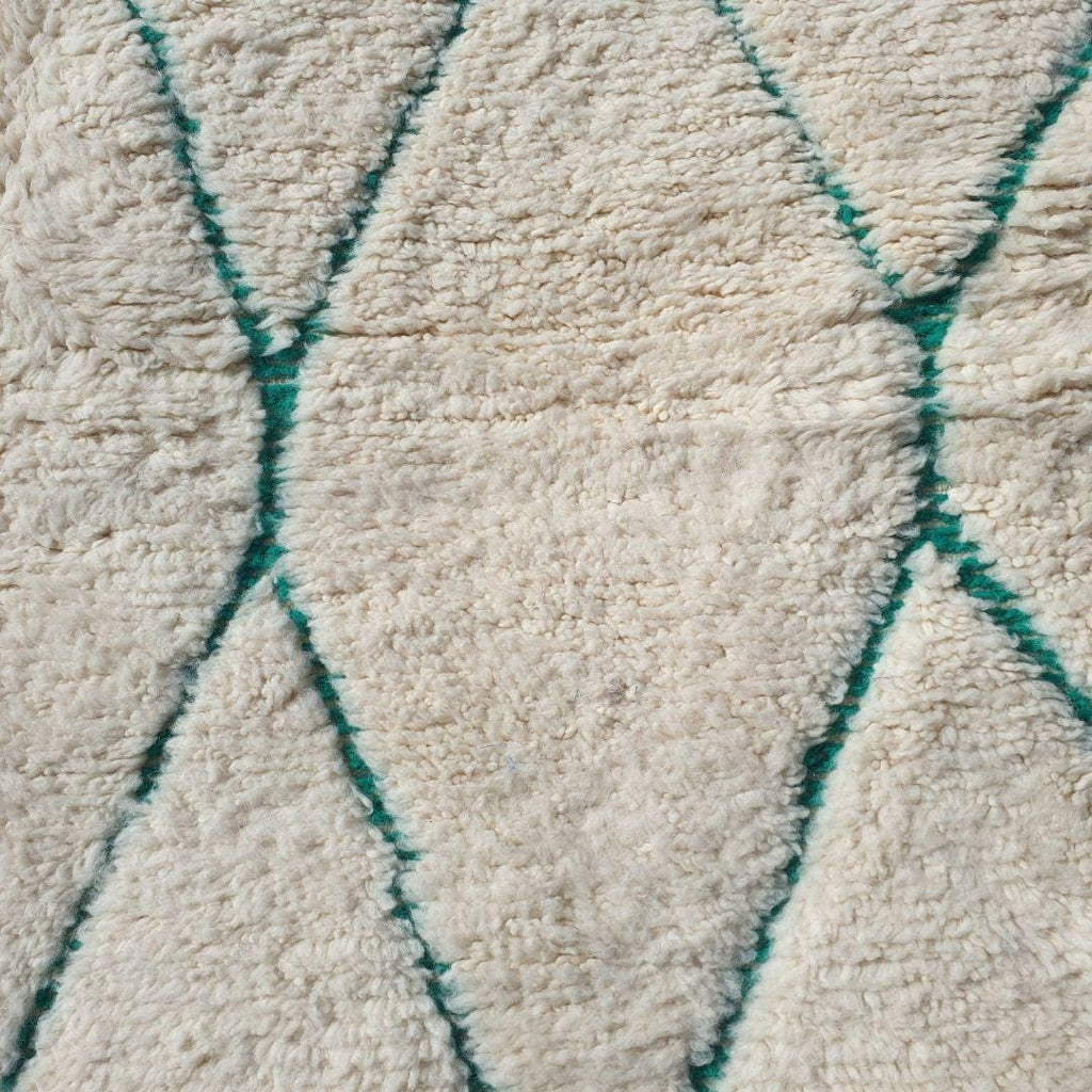 KHadija Hand-Knotted Green & White Moroccan Carpet