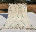 KHadija Hand-Knotted Green & White Moroccan Carpet