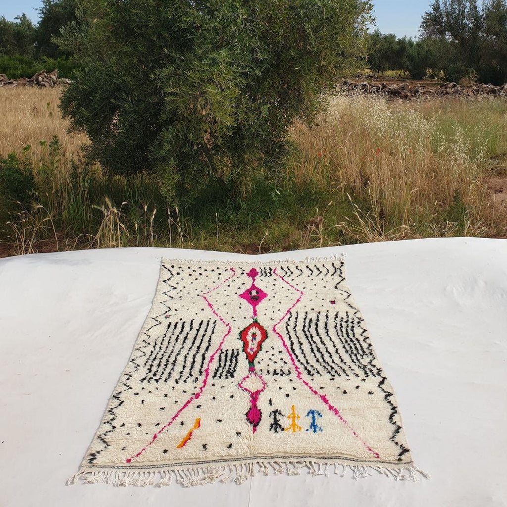 Handmade Beni Ourain Rug: Colorful Boho Moroccan Wool Carpet