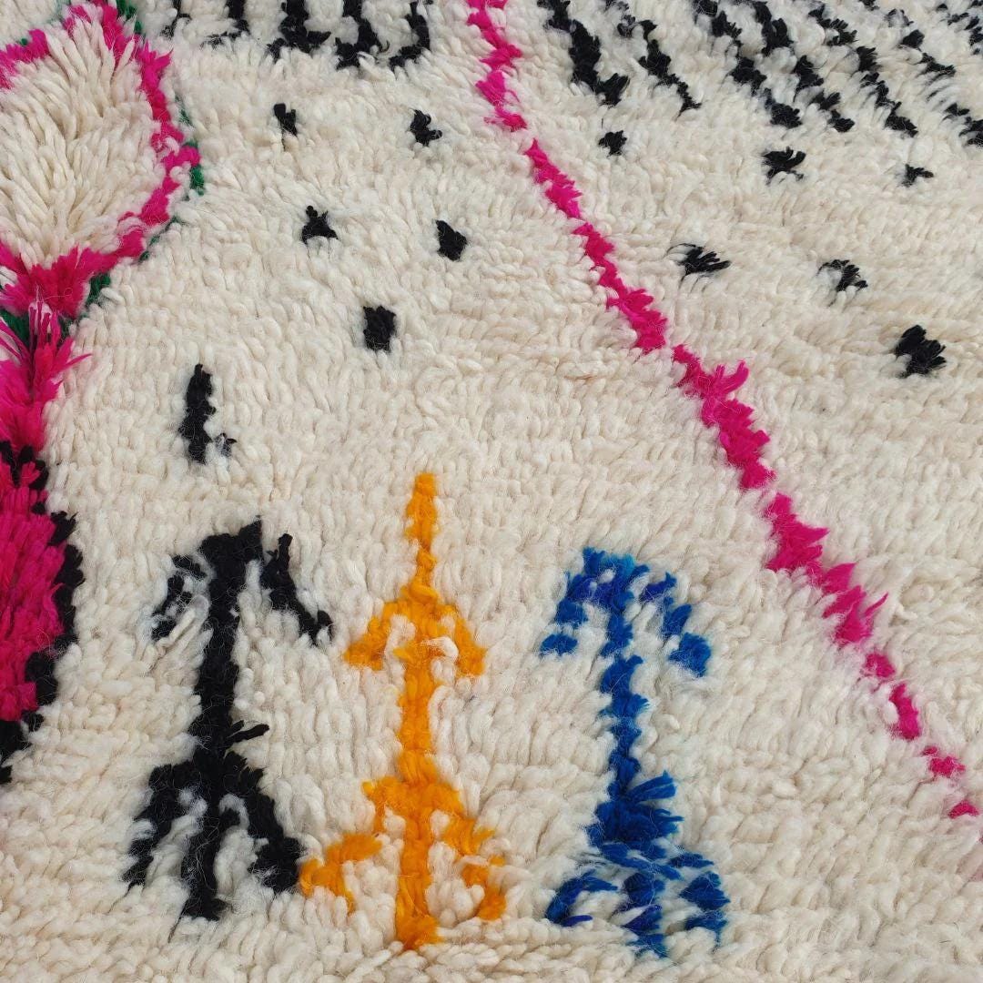 Handmade Beni Ourain Rug: Colorful Boho Moroccan Wool Carpet