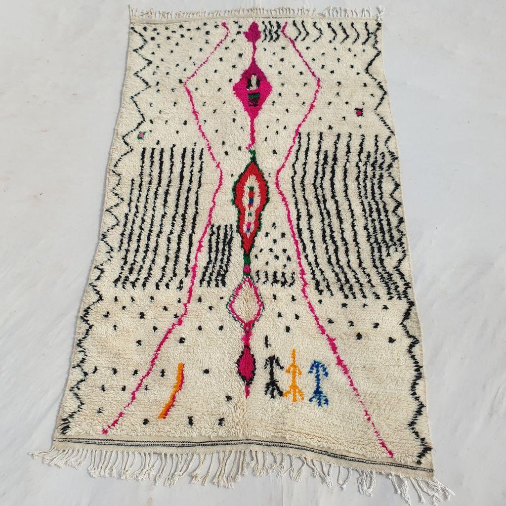 Handmade Beni Ourain Rug: Colorful Boho Moroccan Wool Carpet