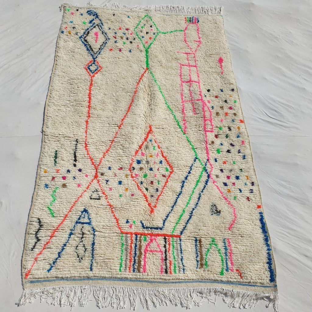 Handmade Moroccan Wool Berber Rug: Beni Ourain Shag Rug