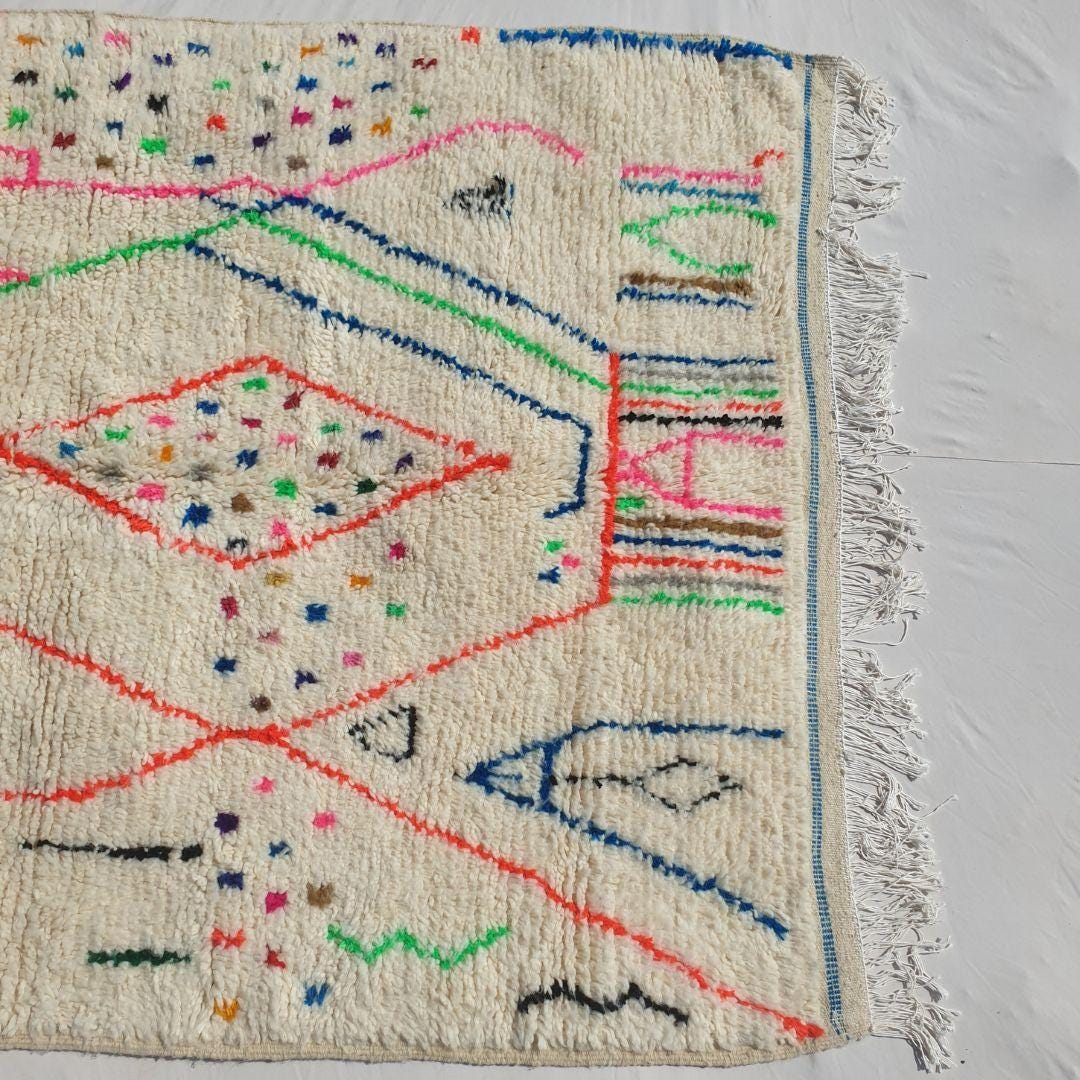 Handmade Moroccan Wool Berber Rug: Beni Ourain Shag Rug