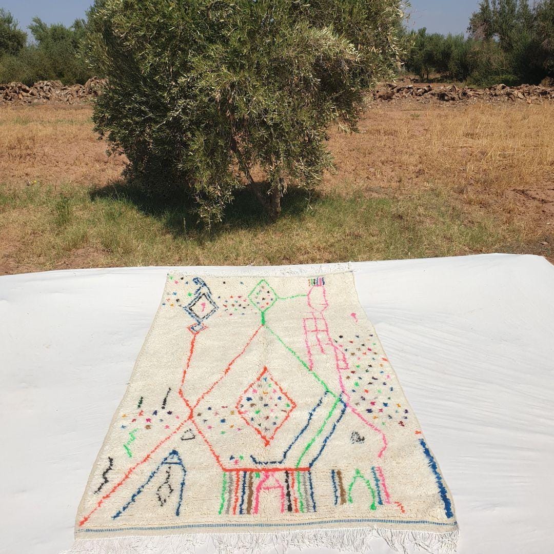 Handmade Moroccan Wool Berber Rug: Beni Ourain Shag Rug