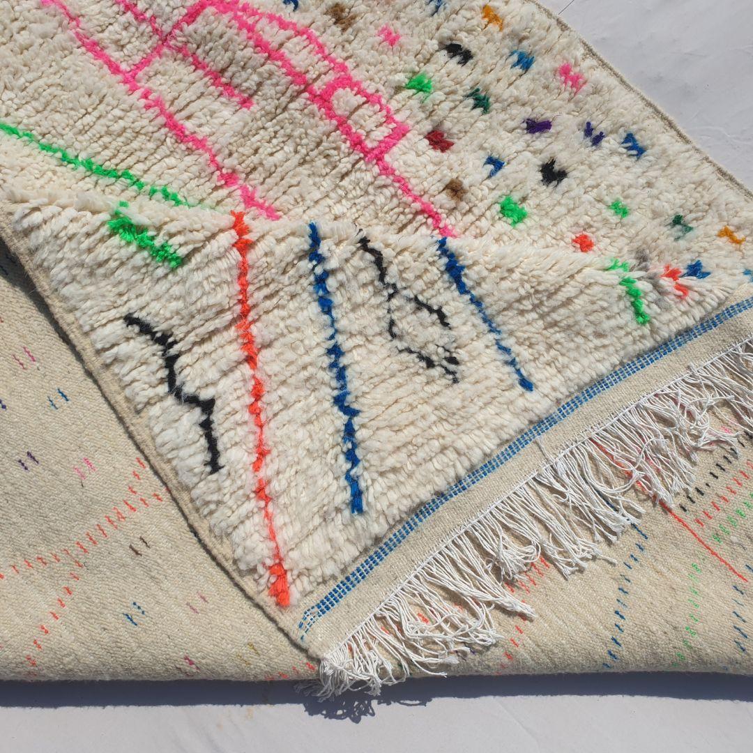 Handmade Moroccan Wool Berber Rug: Beni Ourain Shag Rug