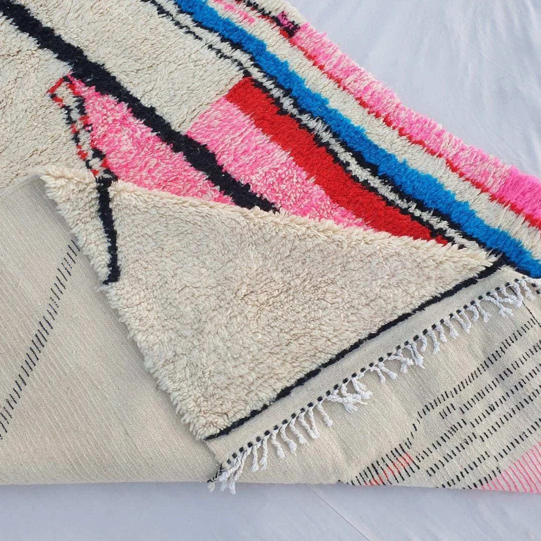 Handmade Wool Beni Ourain Rug: Authentic Berber Shaggy Carpet