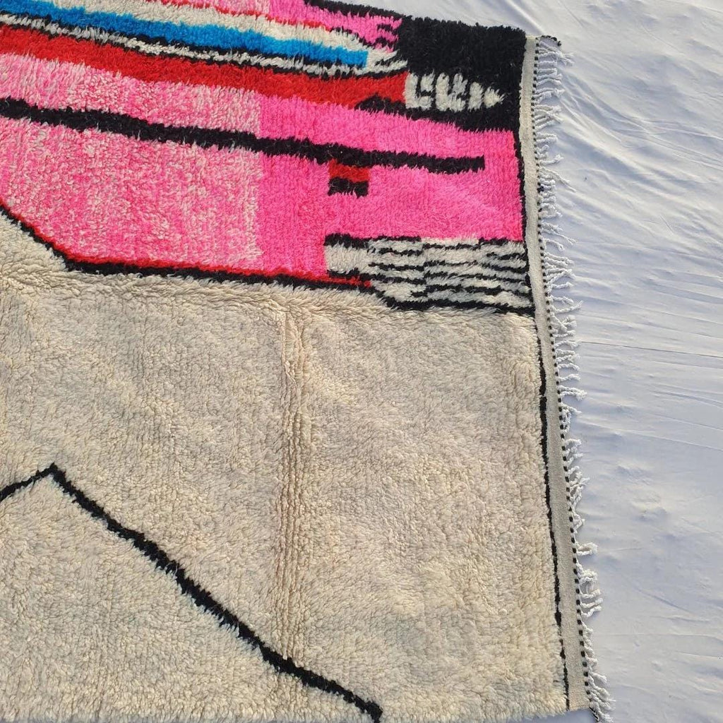 Handmade Wool Beni Ourain Rug: Authentic Berber Shaggy Carpet