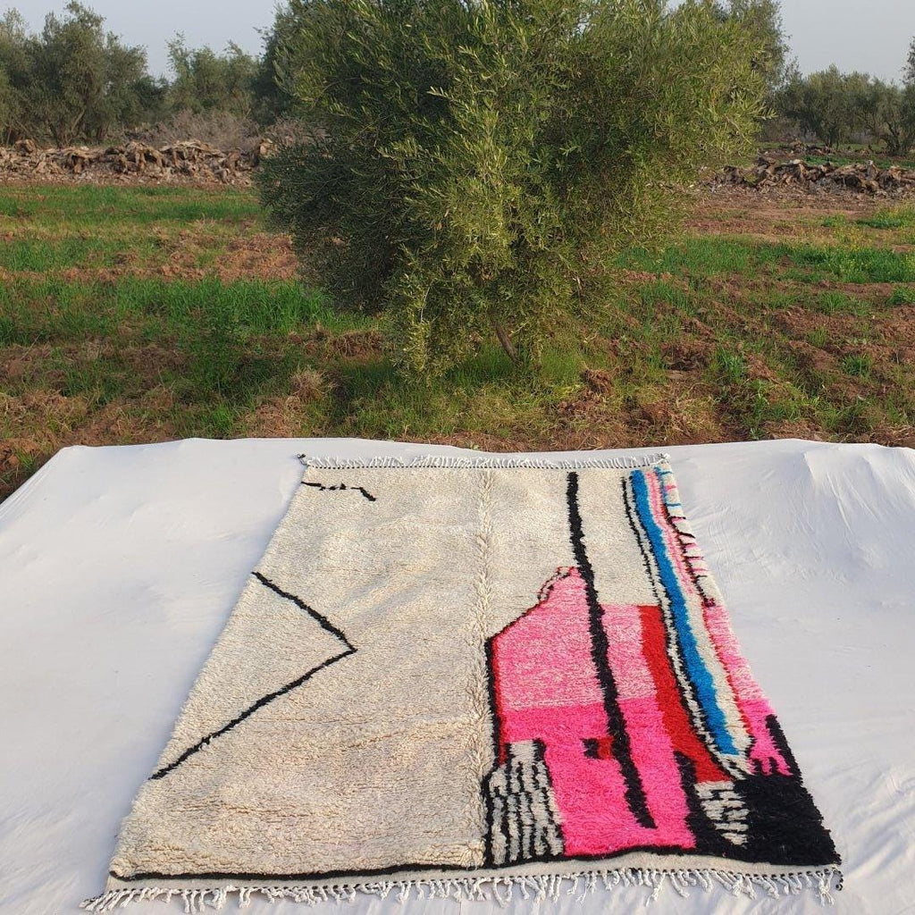 Handmade Wool Beni Ourain Rug: Authentic Berber Shaggy Carpet