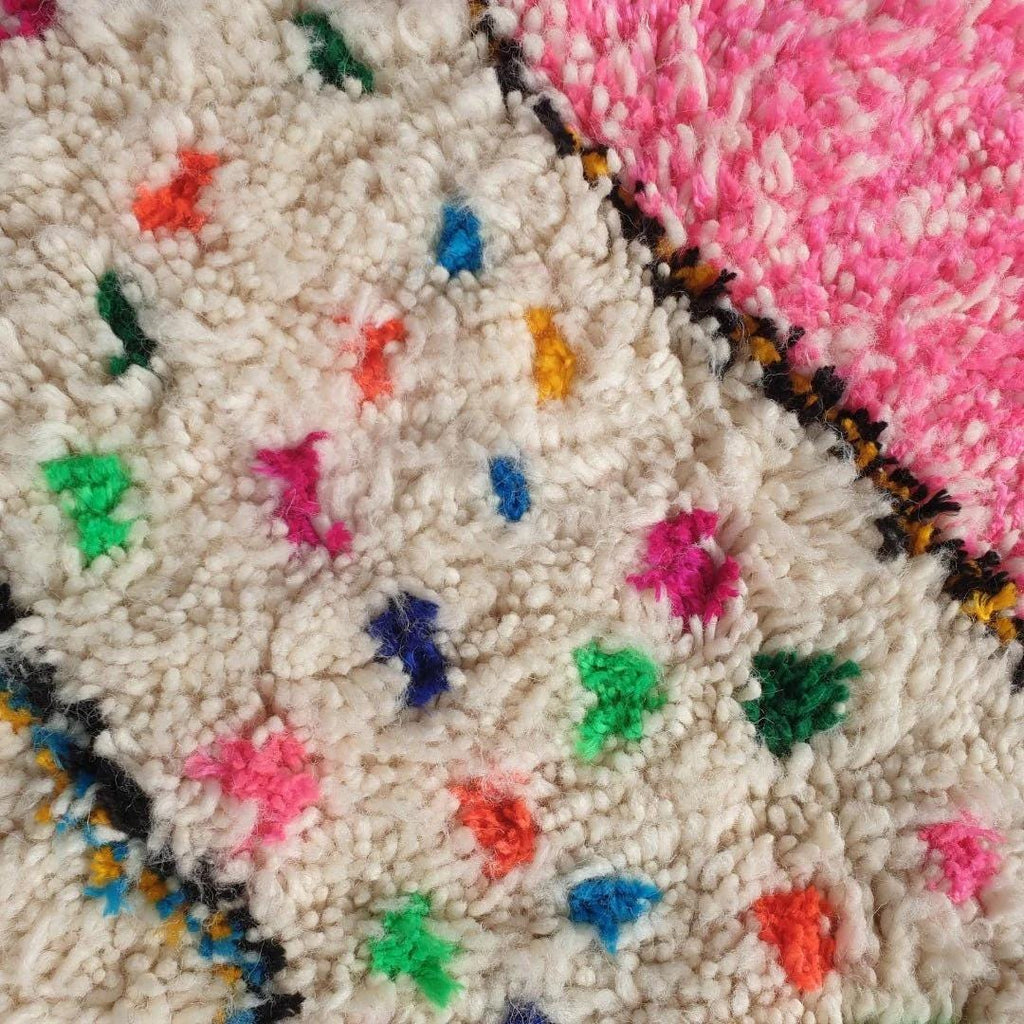 Handmade Azilal Rug: Pink Tribal Berber, Moroccan Wool Carpet