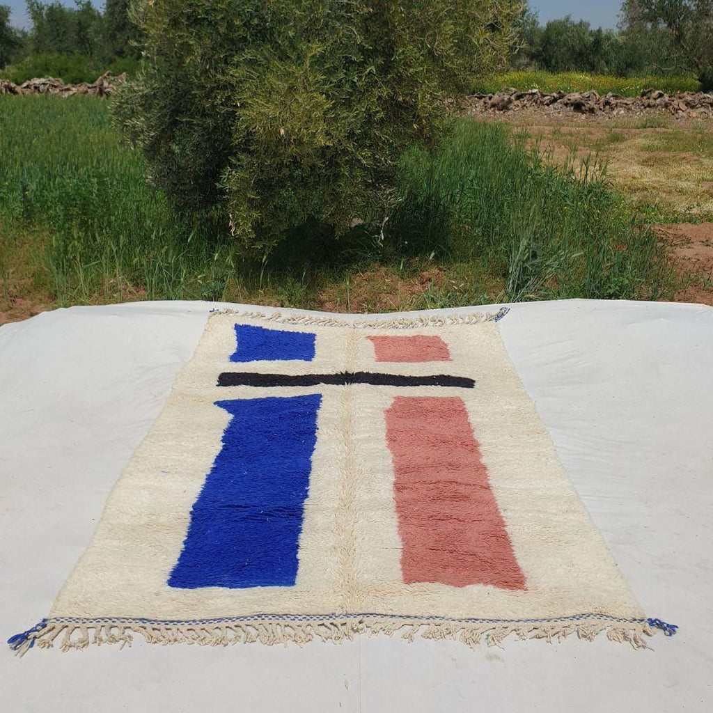 Handmade Beni Ourain Wool Rug: Berber Moroccan Boho Style