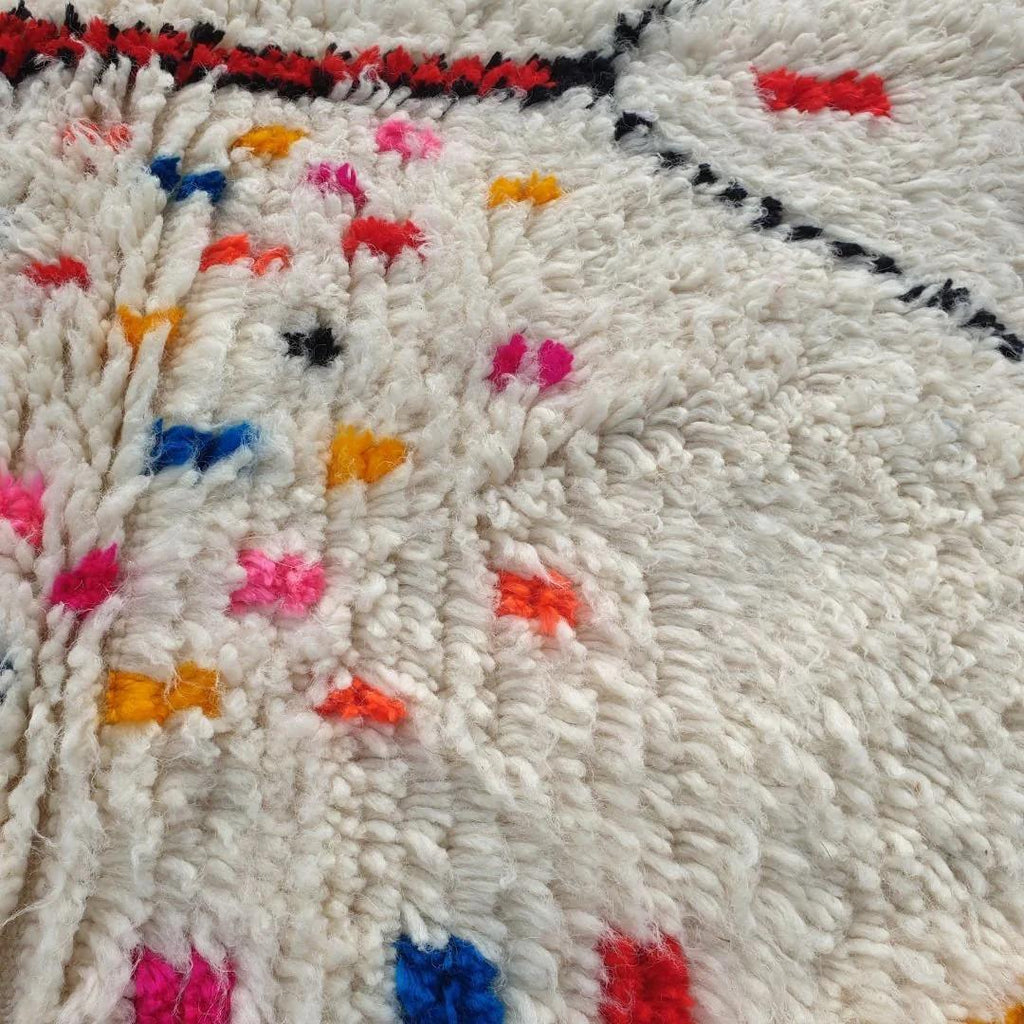 Handmade Beni Ourain Wool Rug: Authentic Shaggy Berber Carpet