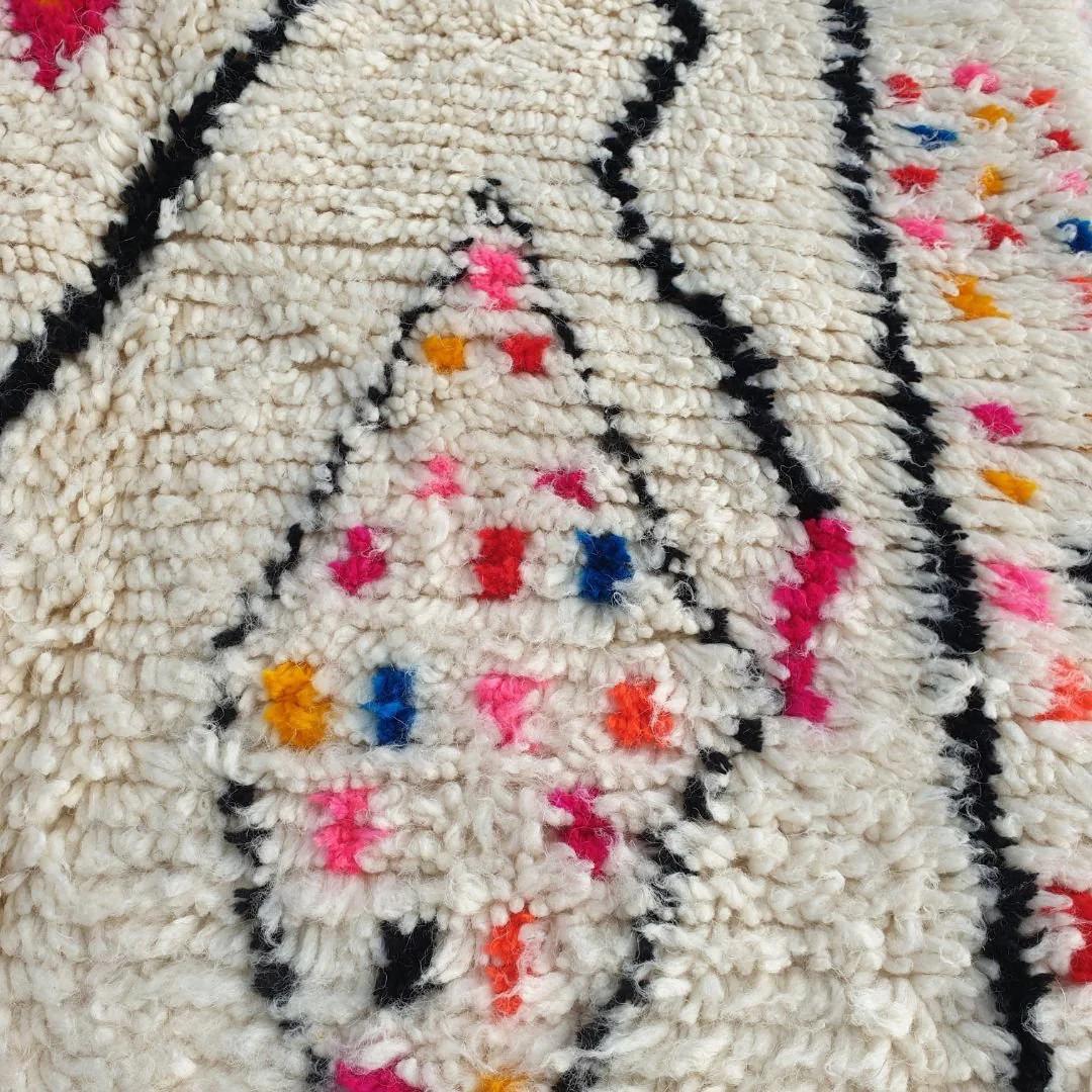 Handmade Beni Ourain Wool Rug: Authentic Shaggy Berber Carpet