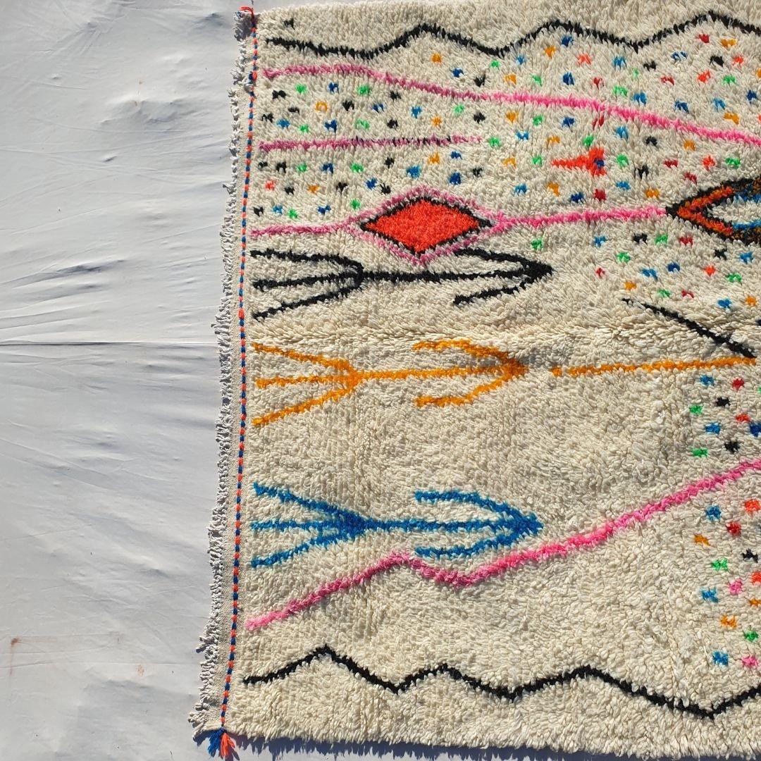 Authentic Berber Azilal Rug: Multicolor Moroccan Wool, Hand-Knotted