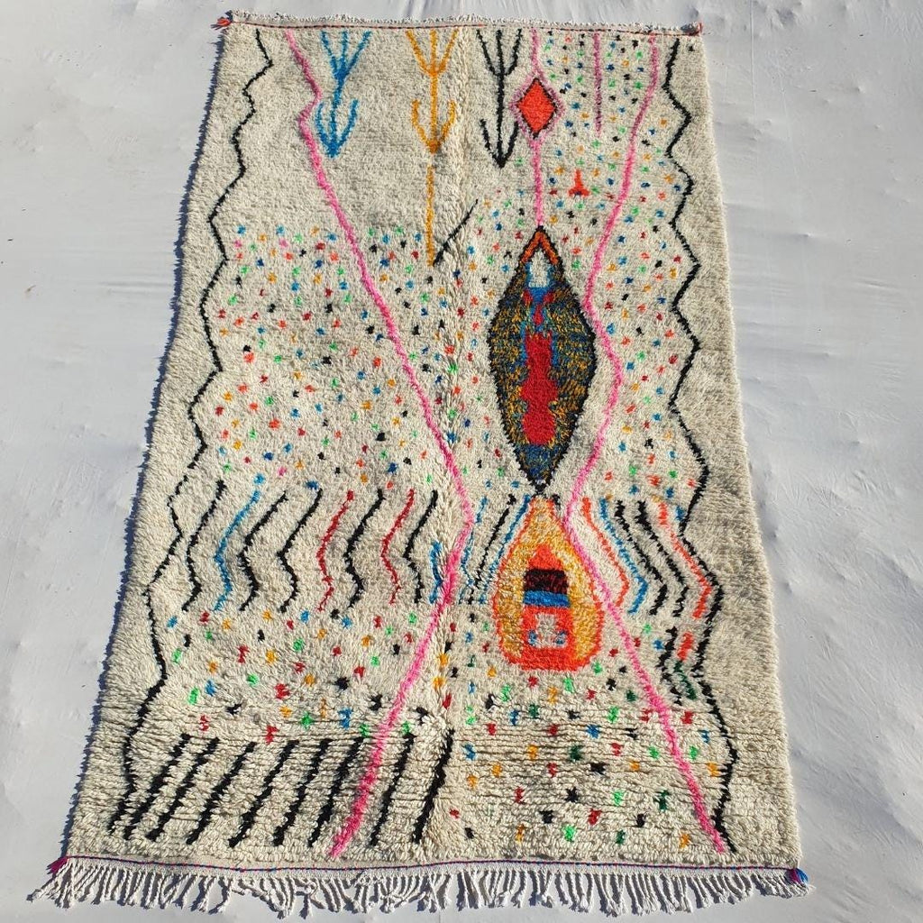 Authentic Berber Azilal Rug: Multicolor Moroccan Wool, Hand-Knotted