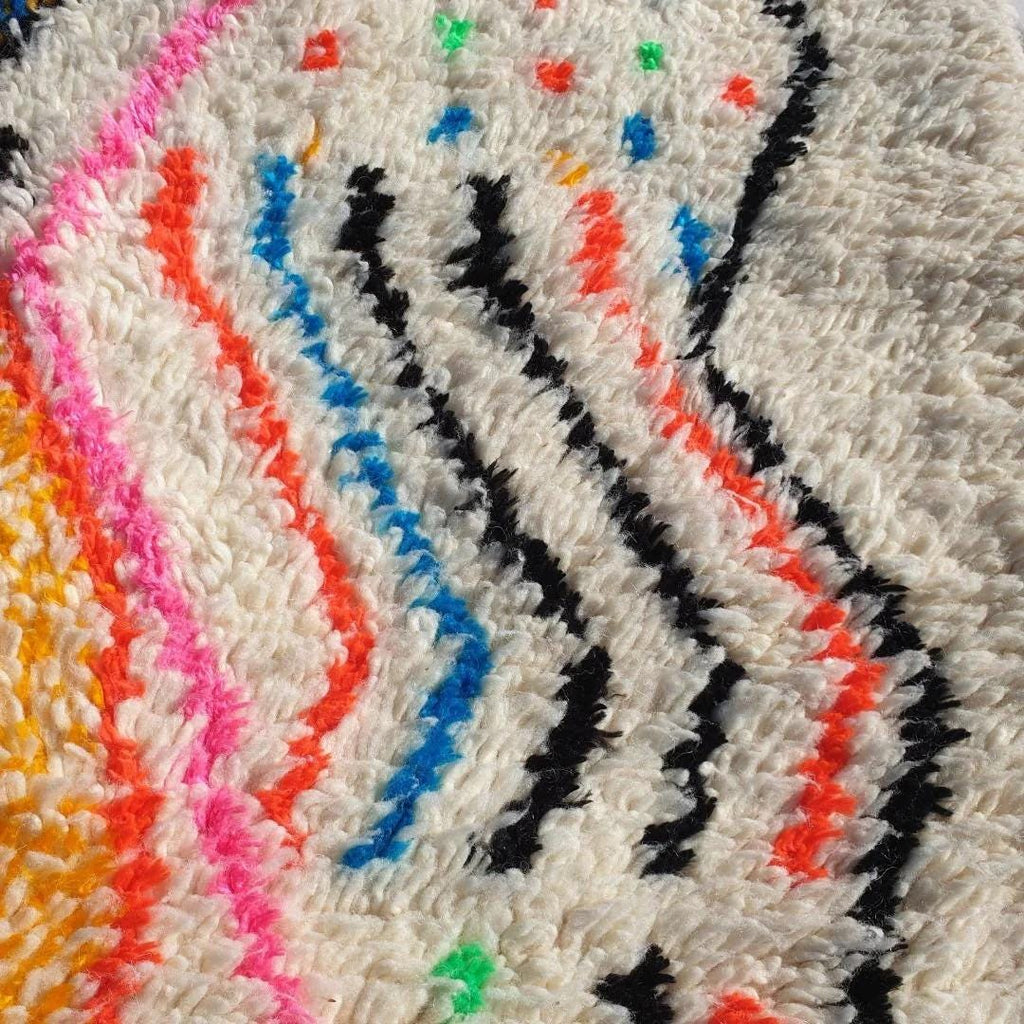 Authentic Berber Azilal Rug: Multicolor Moroccan Wool, Hand-Knotted