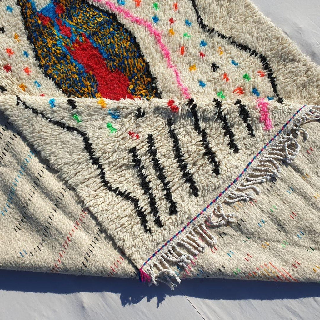 Authentic Berber Azilal Rug: Multicolor Moroccan Wool, Hand-Knotted