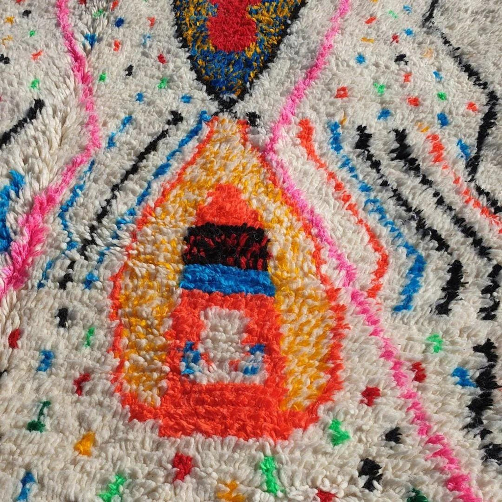 Authentic Berber Azilal Rug: Multicolor Moroccan Wool, Hand-Knotted