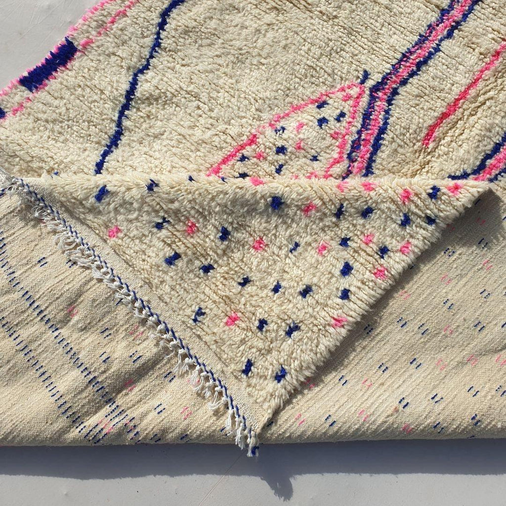 Handmade Beni Ourain Wool Rug: Shaggy Berber Moroccan Carpet