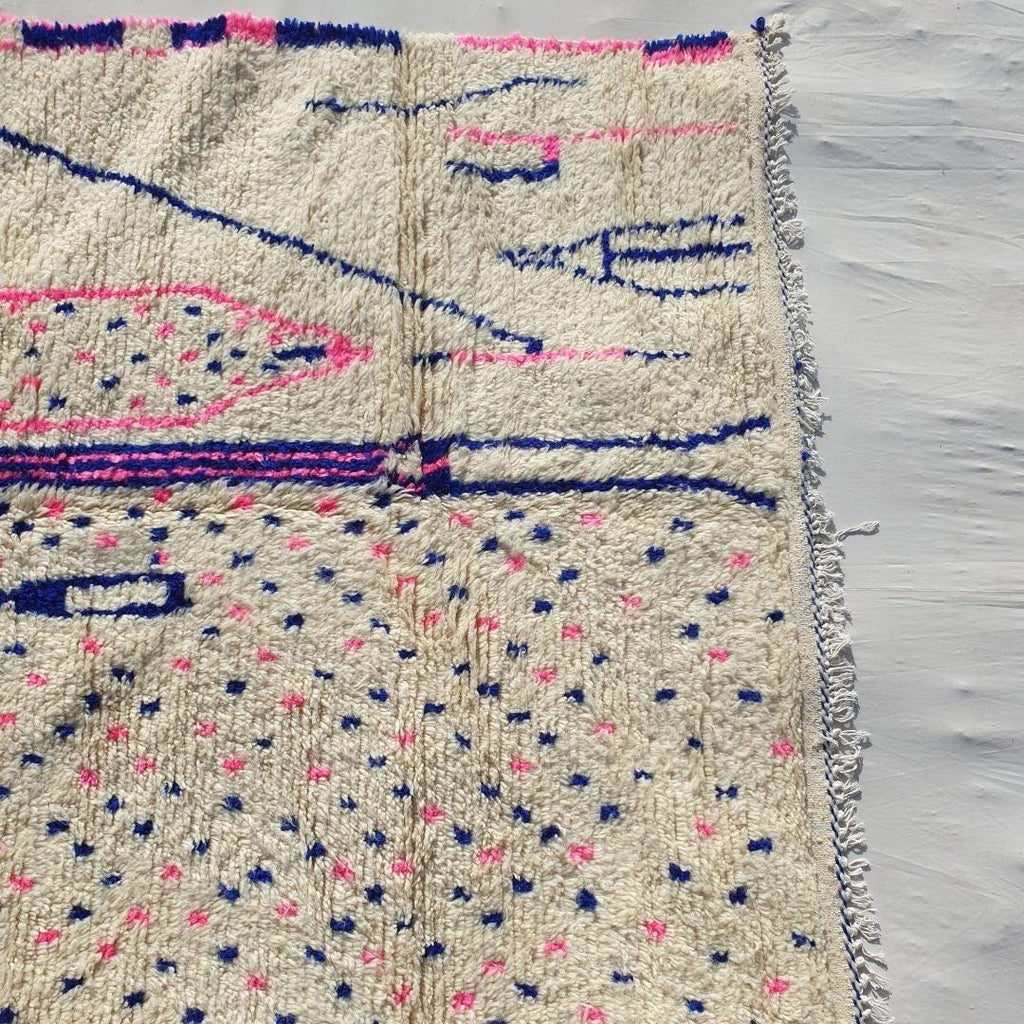 Handmade Beni Ourain Wool Rug: Shaggy Berber Moroccan Carpet