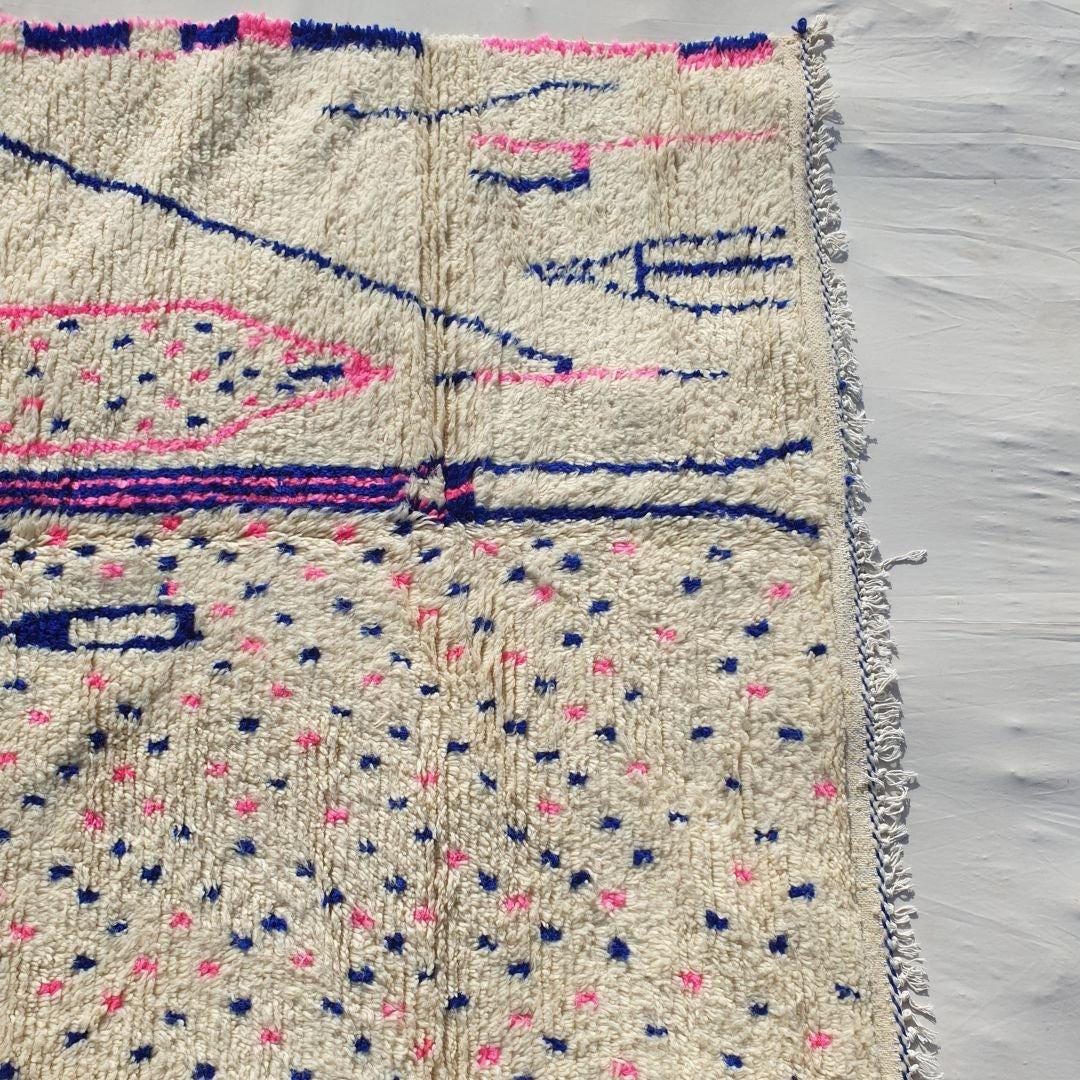 Handmade Beni Ourain Wool Rug: Shaggy Berber Moroccan Carpet