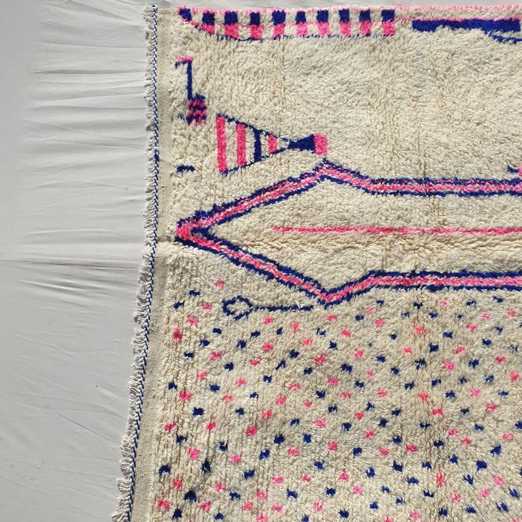 Handmade Beni Ourain Wool Rug: Shaggy Berber Moroccan Carpet